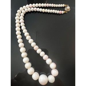 Antique Victorian Mediterranean Conch Shell Necklace 800 Silver Clasp Graduated